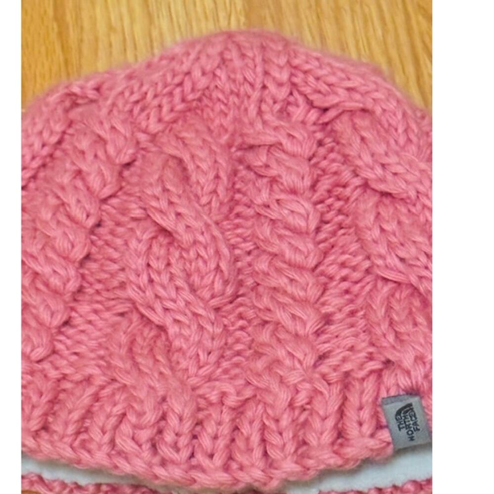 The North Face Lined Cable Knit Girls Pink Beanie OS